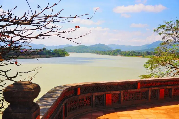 Thien Mu Pagoda located by the Perfume River in Hue, Vietnam
