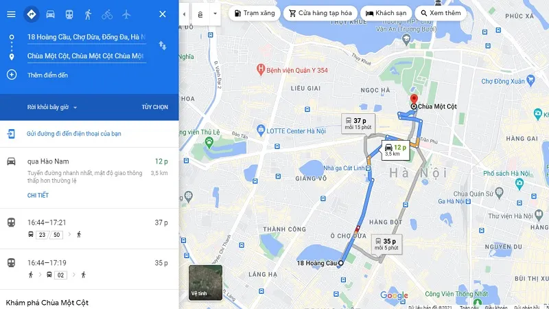 Map showing directions to One Pillar Pagoda