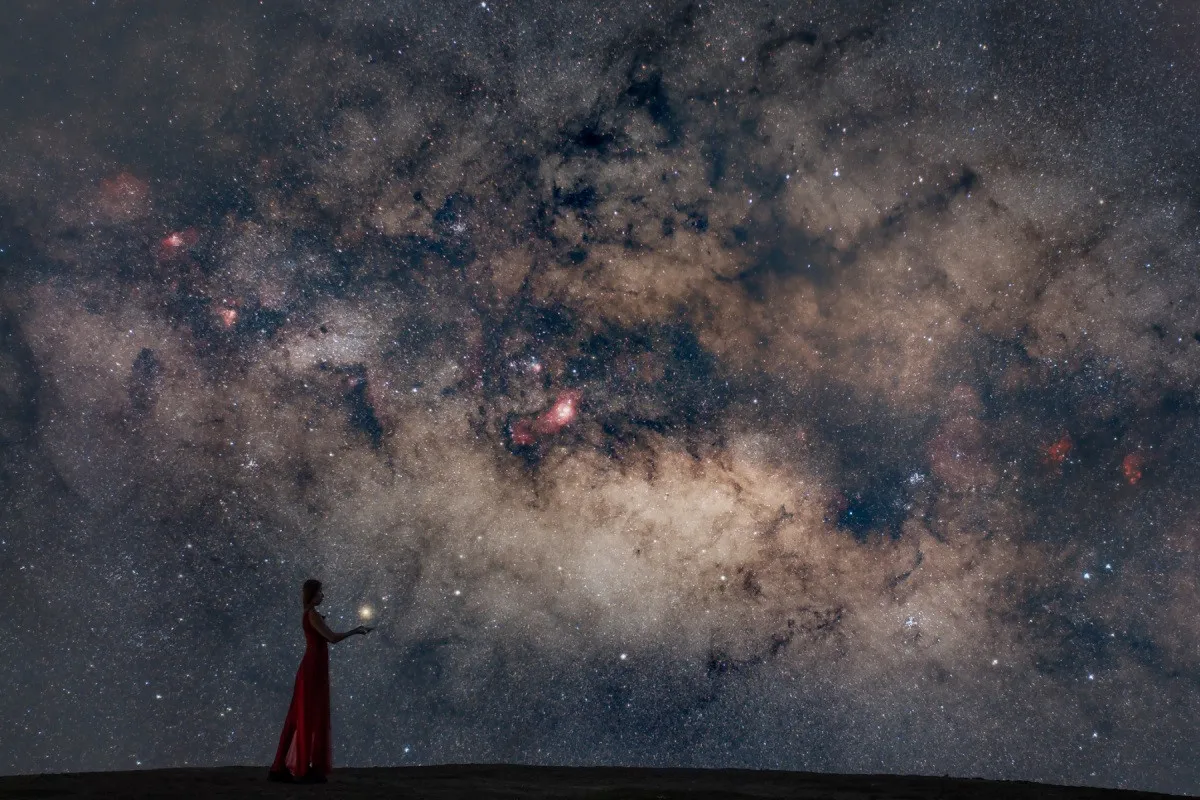 Pink Grass Hill in Da Lat at night, a location for Milky Way viewing and "touching" Jupiter
