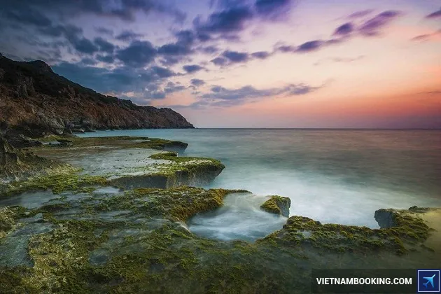 Rocky landscape at Hang Rai (Rai Cave) in Vinh Hy Bay, Vietnam