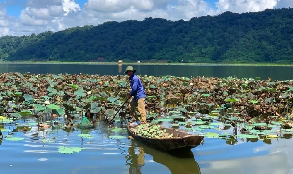 Ea Rbin Lake with clear waters amidst primeval forest