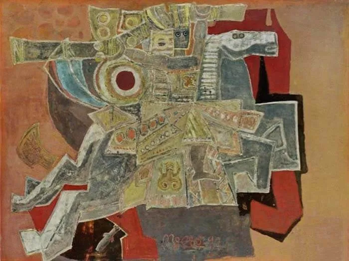Lacquer painting "Giong" by Nguyen Tu Nghiem