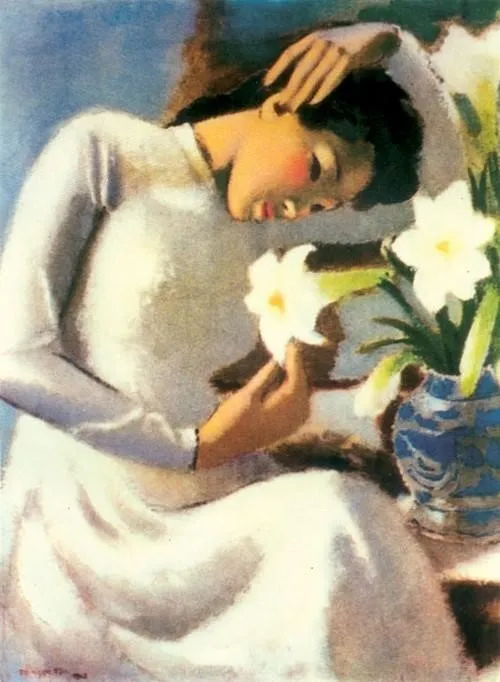 Painting "Young Lady with Lily"