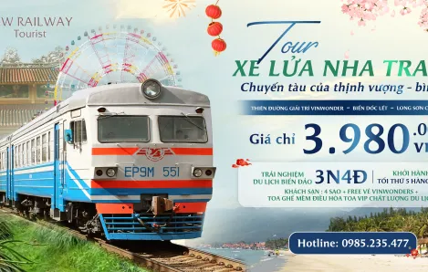 Nha Trang beach, a famous coastal and island destination for train tours