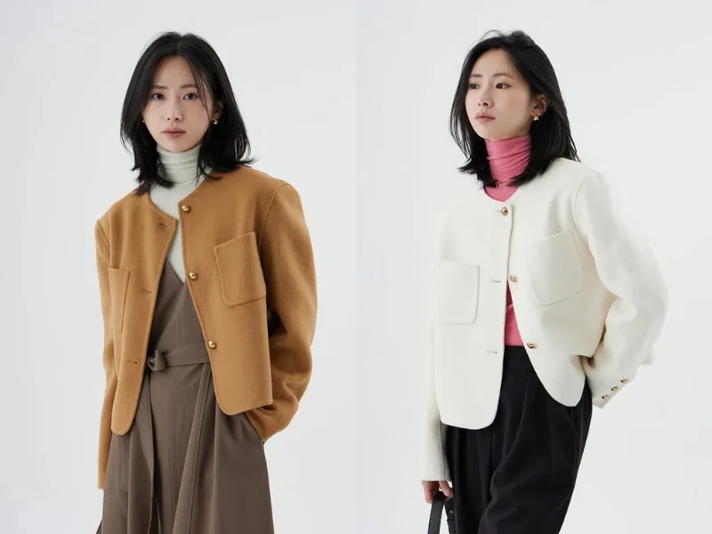 Short wool coat and wide-leg pants - simple yet trendy outfit