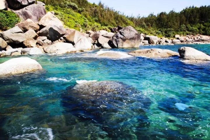 Sa Huynh beach with characteristic golden sand of the Central Vietnam coast