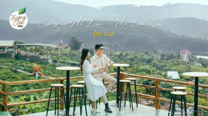 Couple enjoying coffee at Me Linh Coffee Garden, Da Lat