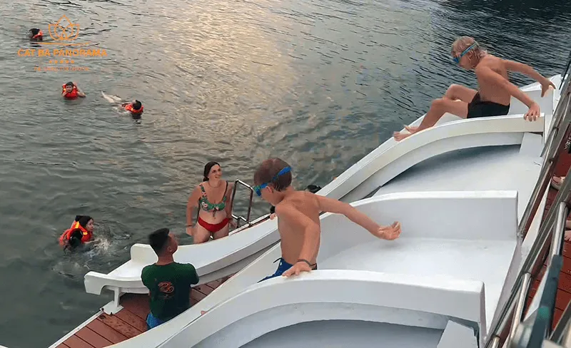 Water slide on Panorama Cruise in Cat Ba, Lan Ha Bay