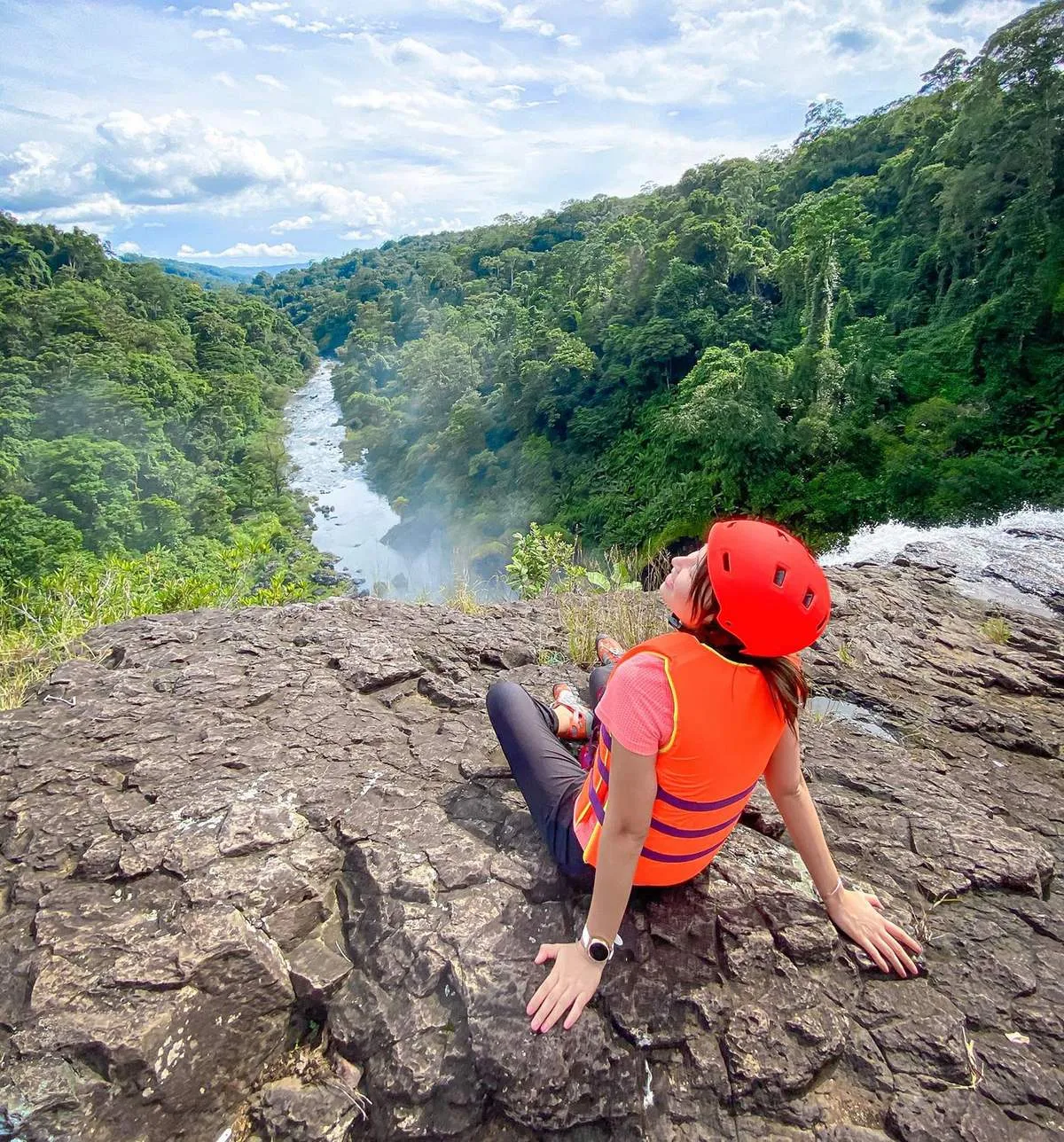 Checking-in and enjoying the feeling of conquering the top of K50 Waterfall after a long journey