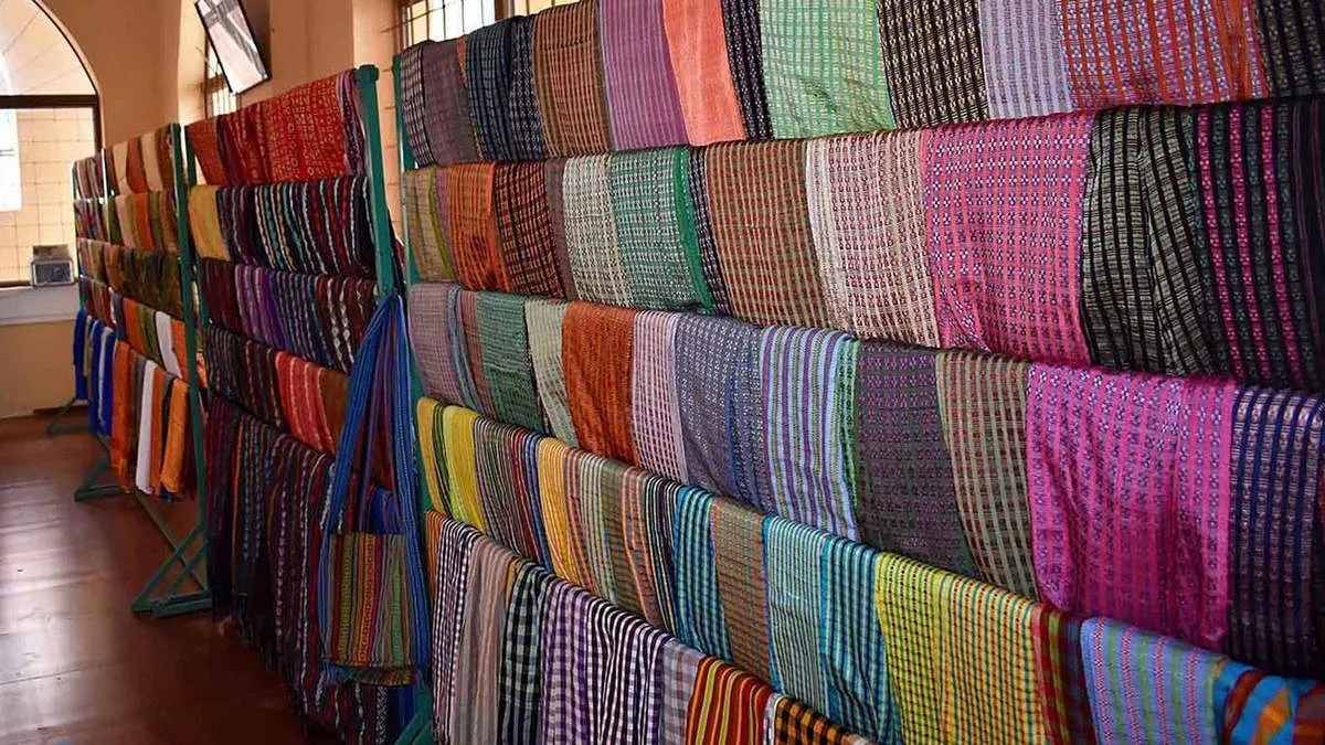 Close-up of brocade patterns in My Nghiep village