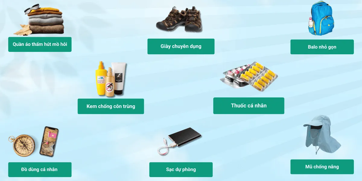 Chuẩn bị đồ dùng cần thiết cho chuyến đạp xe