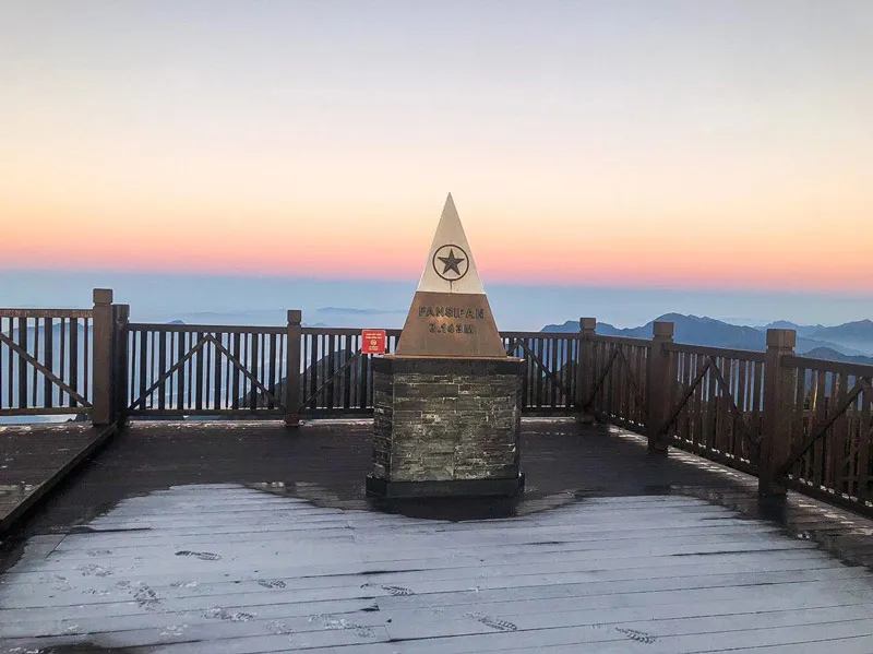 Fansipan milestone on the "Roof of Indochina" peak