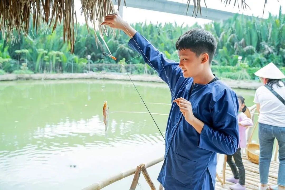 People casting fishing nets together