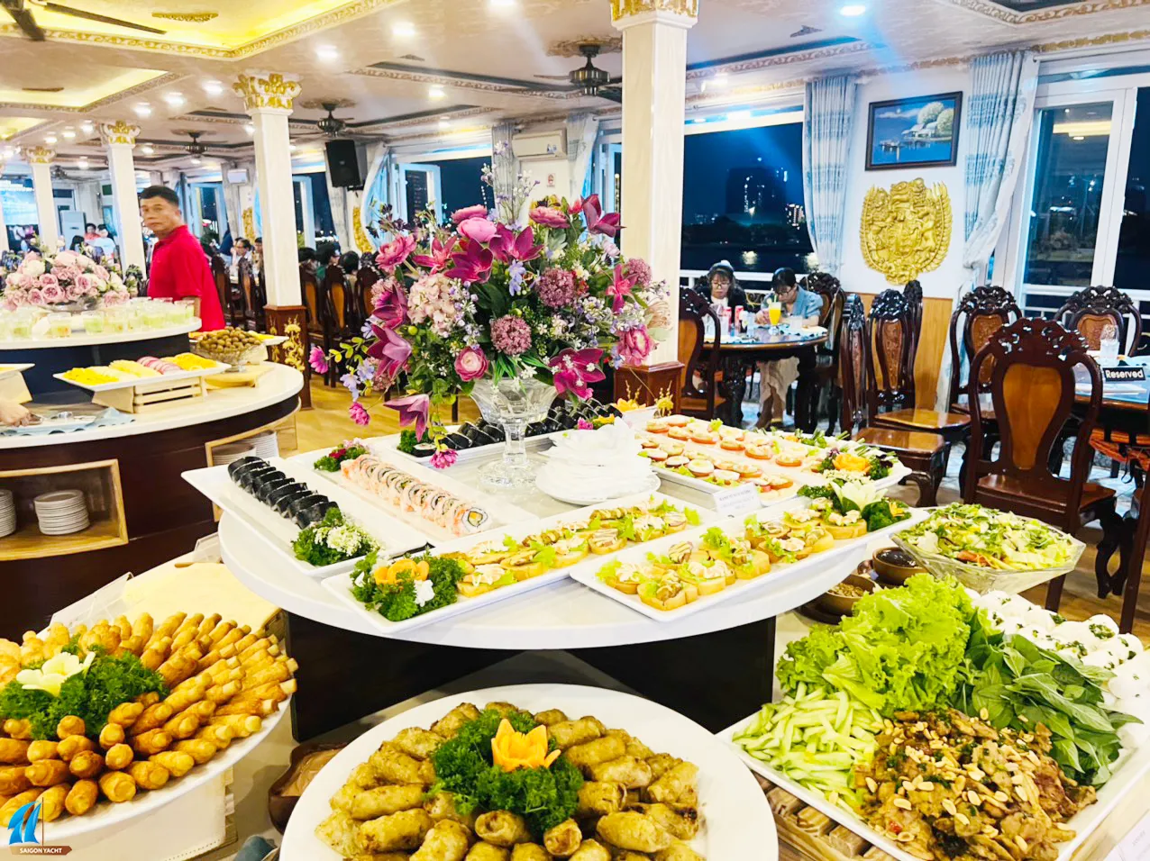 Buffet feast and fine dining experience on a luxury cruise