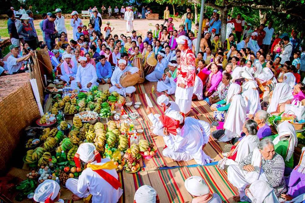 Villagers preparing communal offerings together