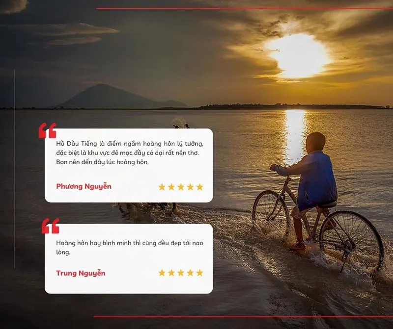 Visitor review about the sunrise and sunset views on Dau Tieng Lake