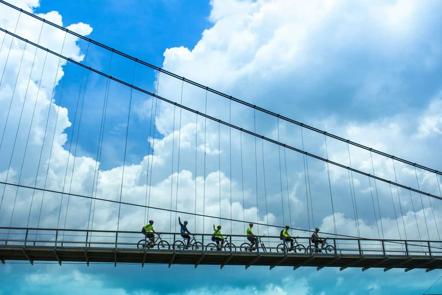 Cycling and checking in at suspension bridges in rural Northern Vietnam