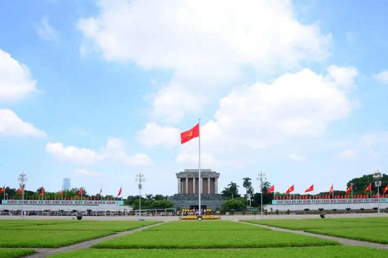 Solemn and respectful Ho Chi Minh Mausoleum, a historical site in Hanoi