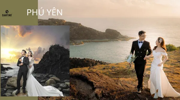 Coastal scenery with rocky cliffs and blue sea in Phu Yen, the land of "Yellow Flowers on Green Grass" in Vietnam