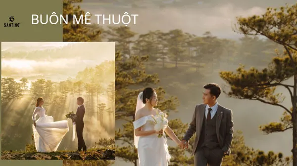 Beautiful wedding photoshoot location in Buon Ma Thuot with green coffee hills and cultural space