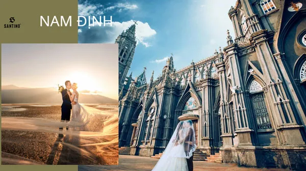 Beautiful wedding photoshoot location in Nam Dinh with Hai Ly ruined church by the sea