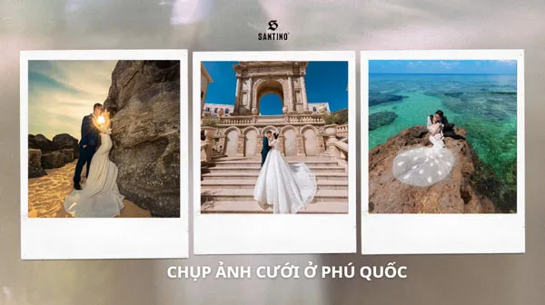 Beautiful wedding photoshoot location in Phu Quoc with white sand beach and emerald blue sea