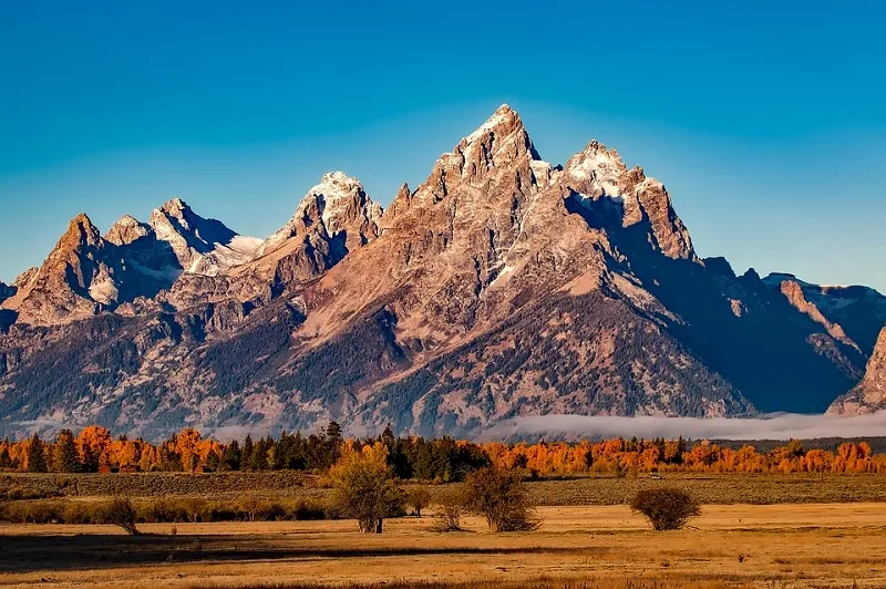 Majestic Teton Peak viewed from a hiking trail
