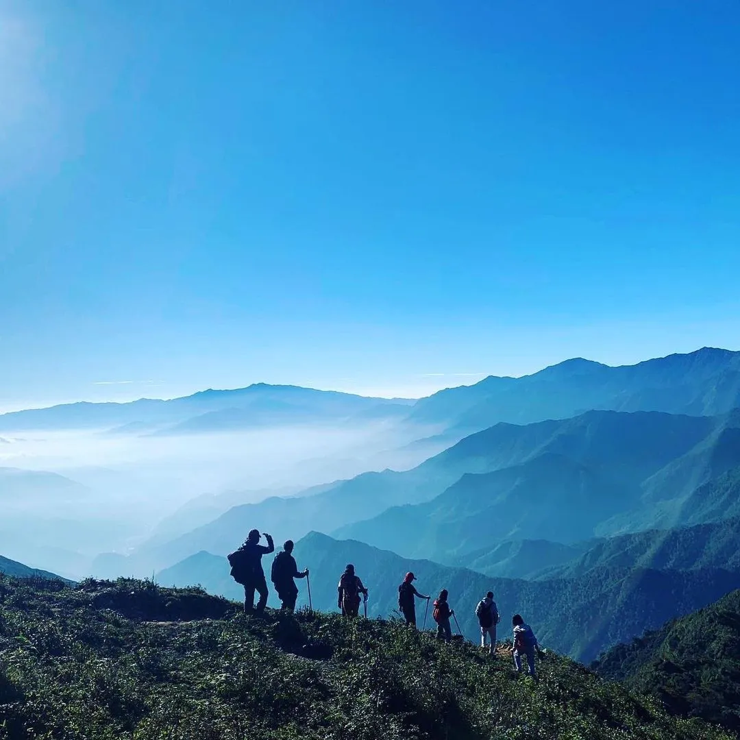 Gentle slope of Ta Chi Nhu in the early morning mist, a peaceful and romantic scene for a cloud hunting tour.