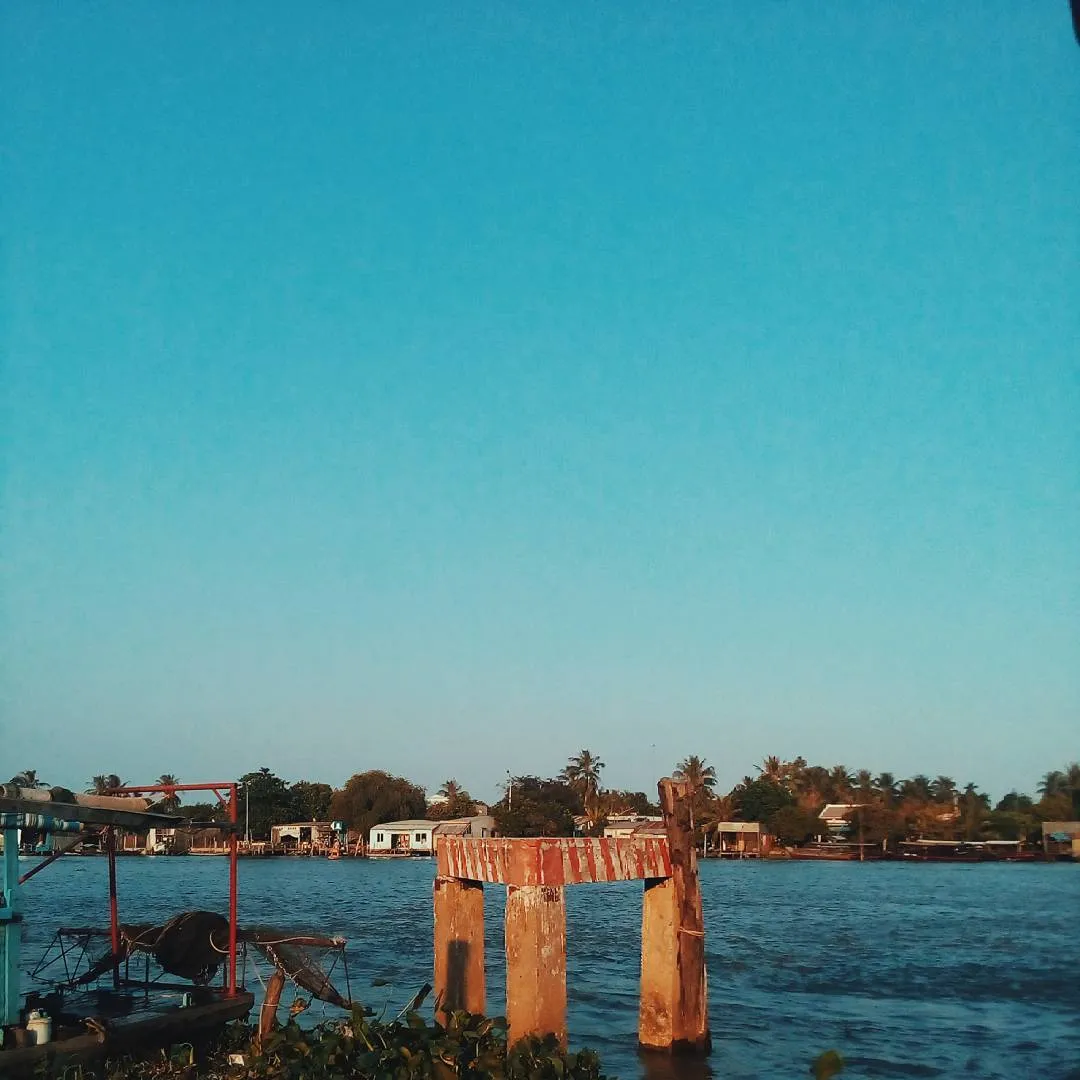 Boats filled with agricultural products at Cai Be Floating Market in the morning