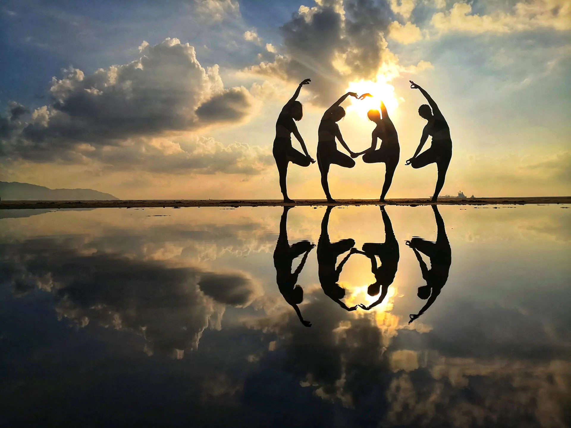 Peaceful yoga session in a scenic landscape
