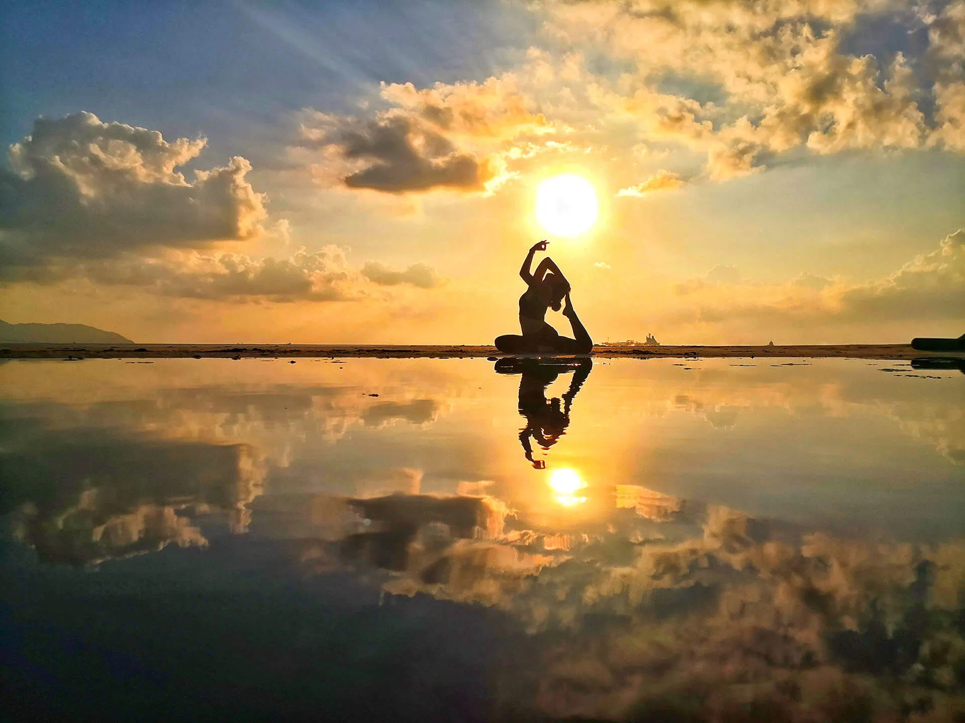 Enjoying yoga and breathtaking cloud views