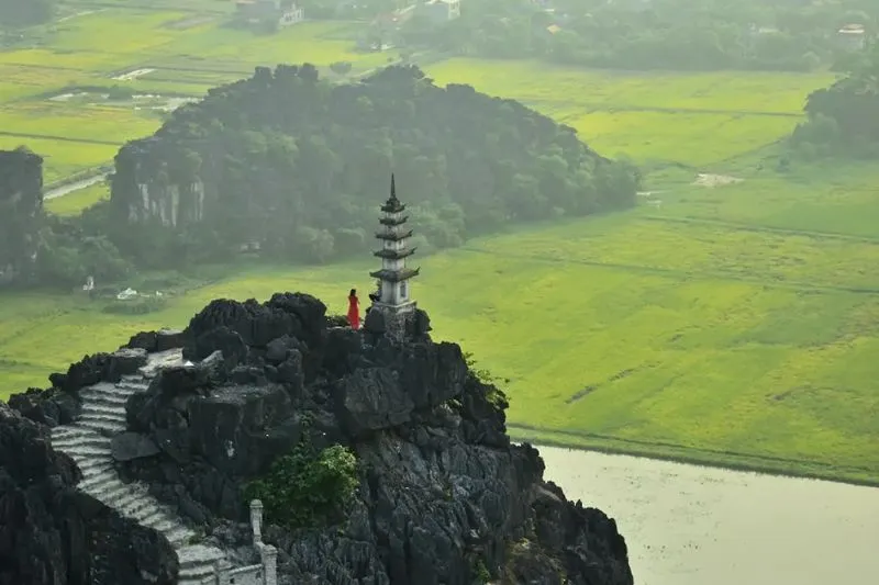 A breathtaking view of Trang An landscape from the top of Mua Cave Mountain