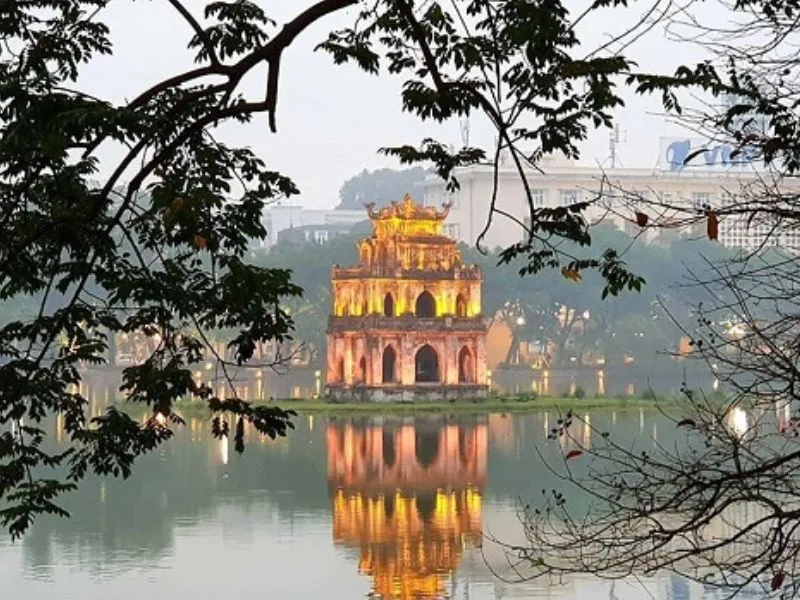 Hoan Kiem Lake, symbol of Hanoi, associated with the legend of the returned sword