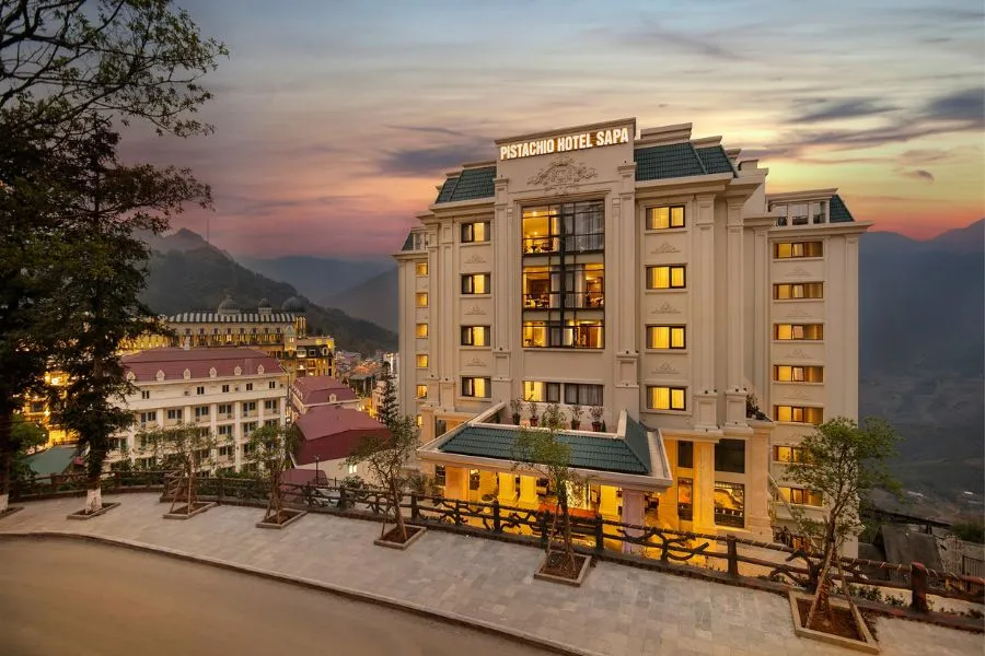 Sapa Pistachio hotel with ancient and luxurious castle architecture