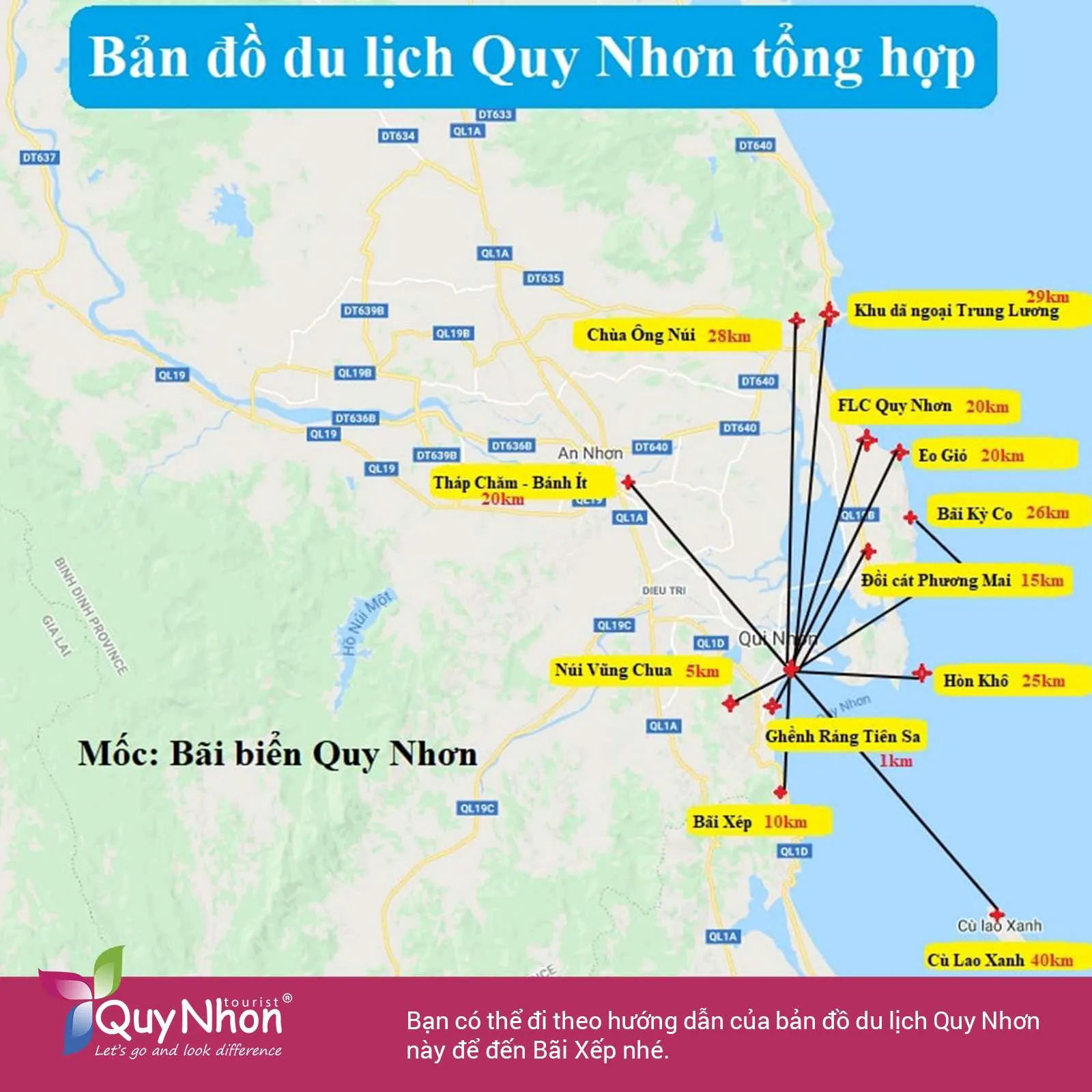 Khám phá Bãi Xếp Quy Nhơn bản đồ du lịch tổng hợp.