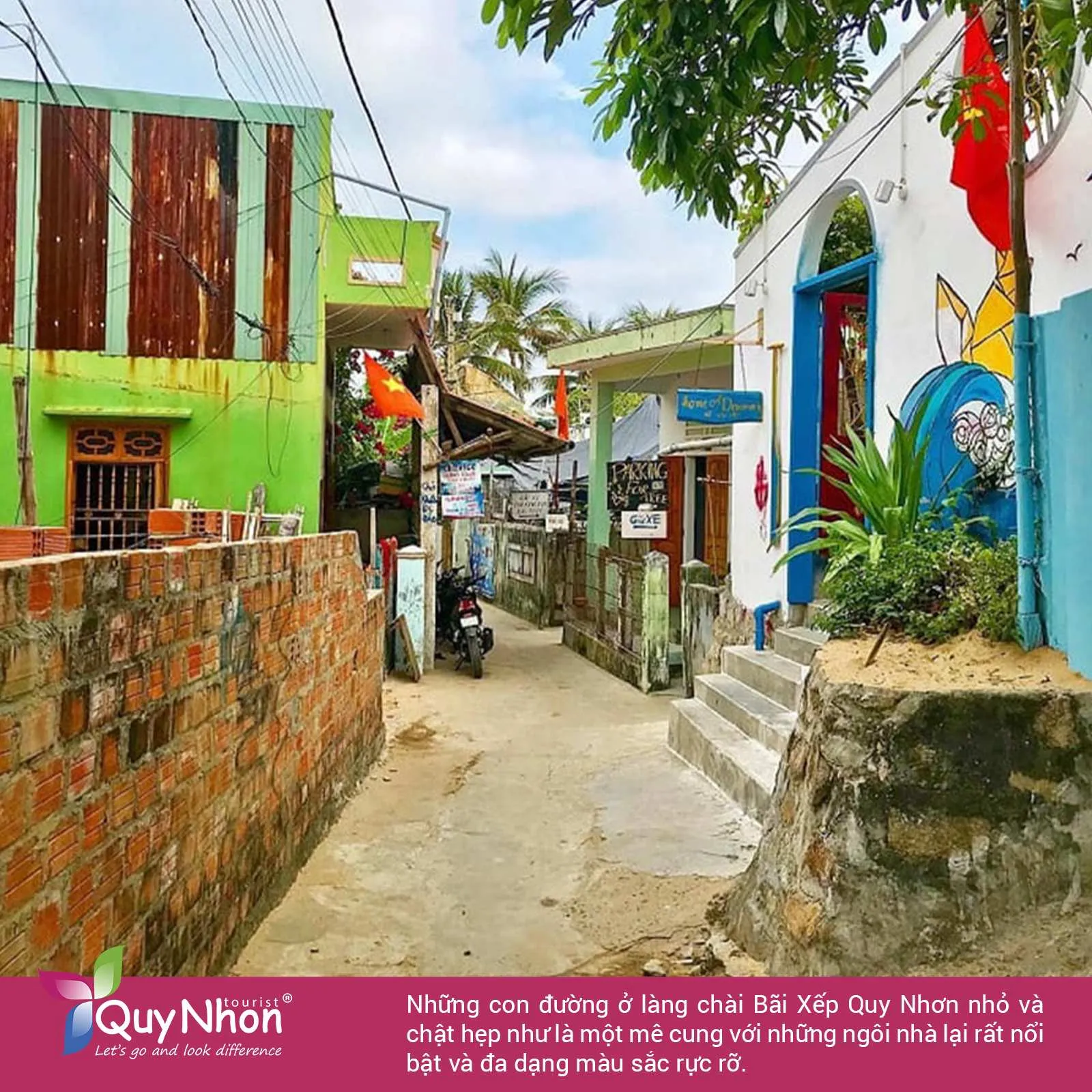 Khám phá làng chài Bãi Xếp Quy Nhơn những con đường nhỏ quanh co.