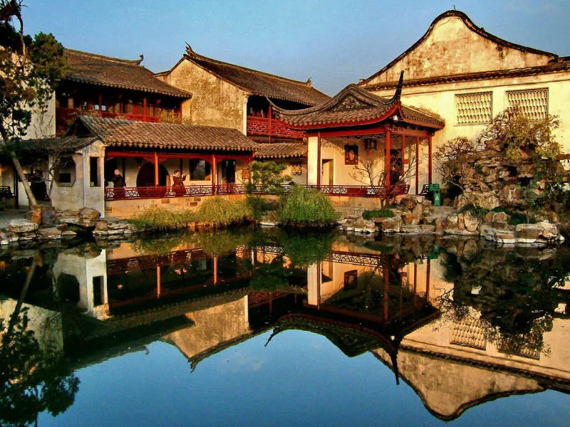 A green garden in Tan Da ancient town during springtime