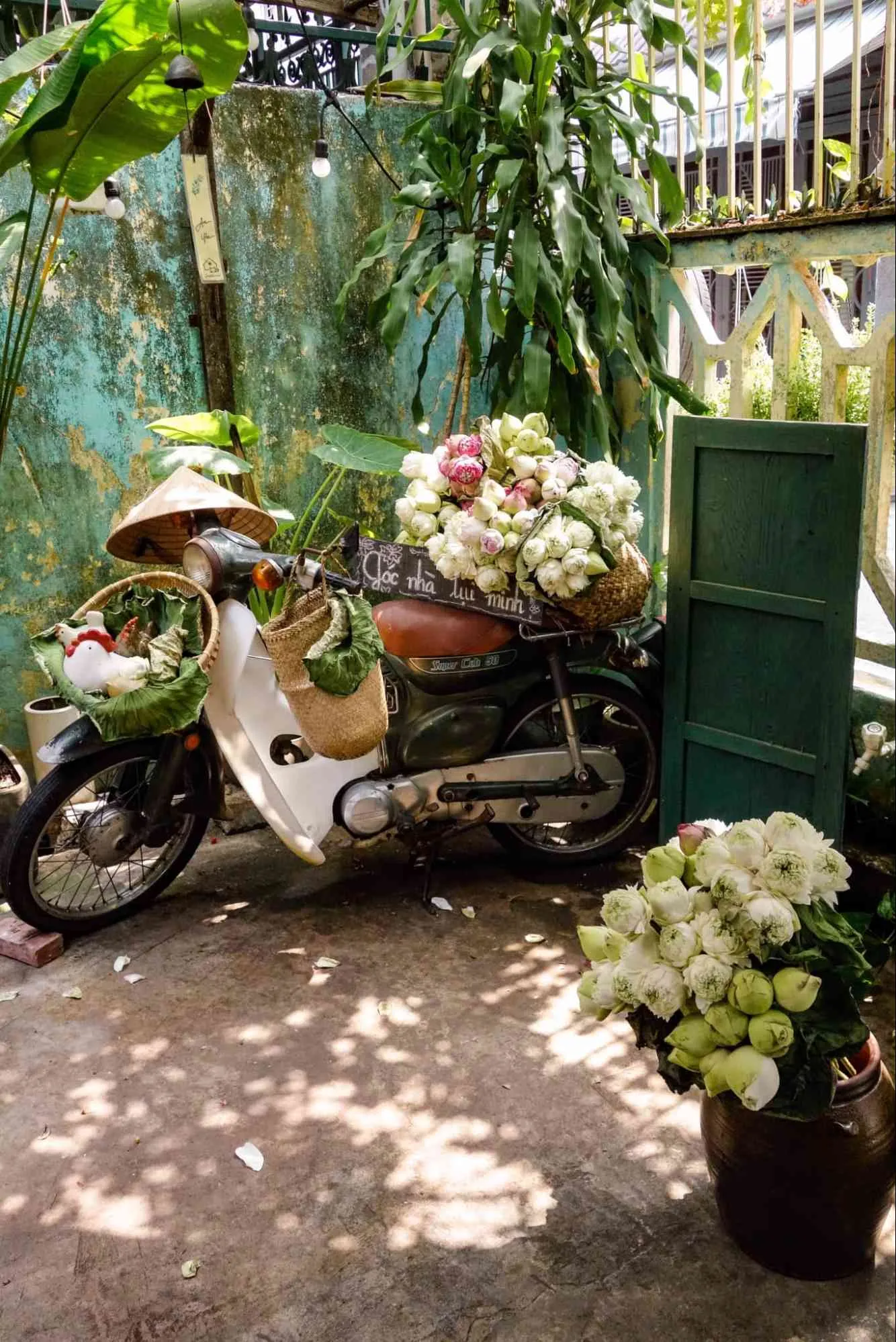 Không gian quán trà Góc Nhà Tụi Mình xanh mát và yên bình
