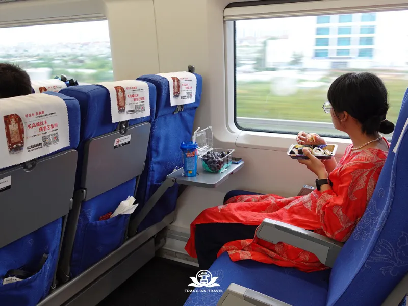 Spacious and comfortable interior of a high-speed train