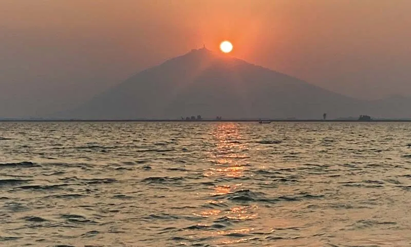 Beautiful sunset scenery on Nhim Island