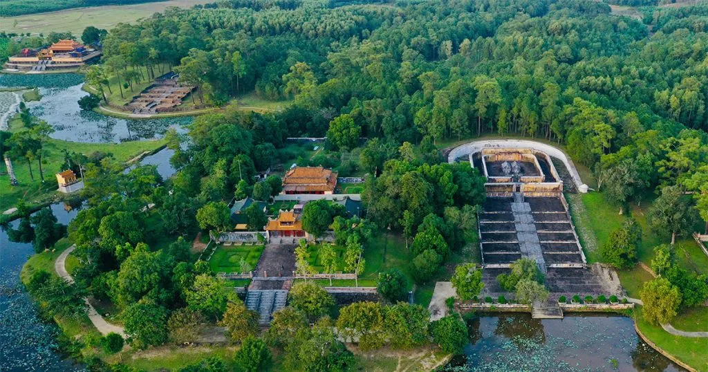 Gia Long Tomb amidst the spectacular scenery of Thien Tho hills