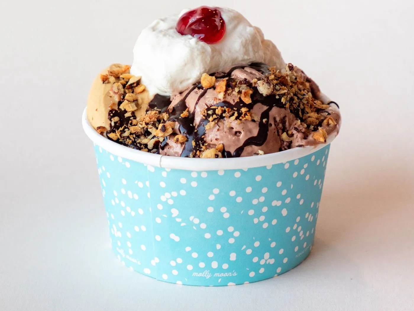 Molly Moon's ice cream display with various flavors