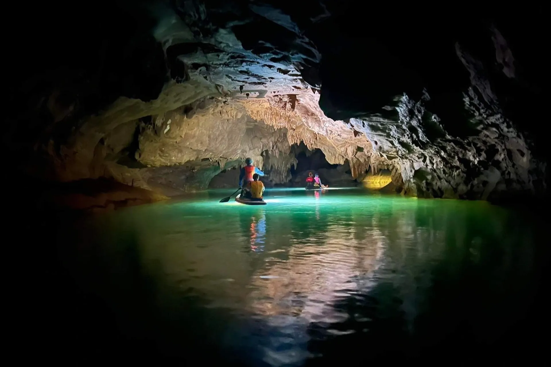 An area of broken stalactites inside a cave
