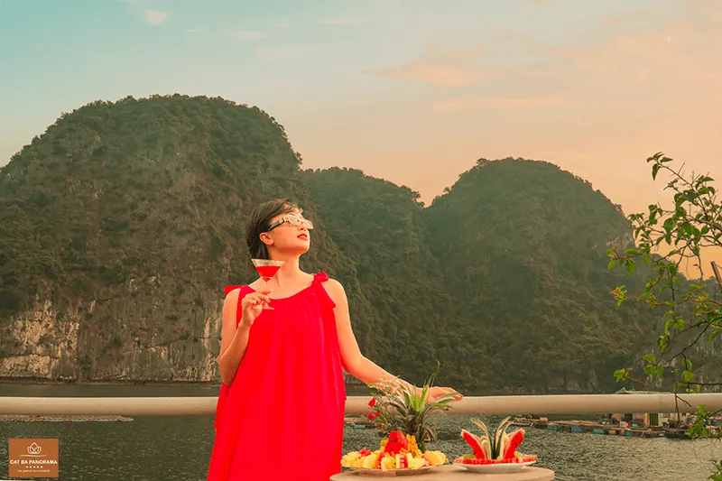 Watching the sunset over the stunning Lan Ha Bay from a cruise