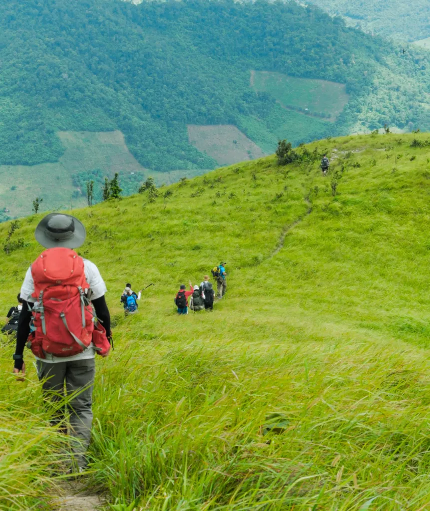 Looking at the stunning natural landscape from the peak of Chu Yang Sin