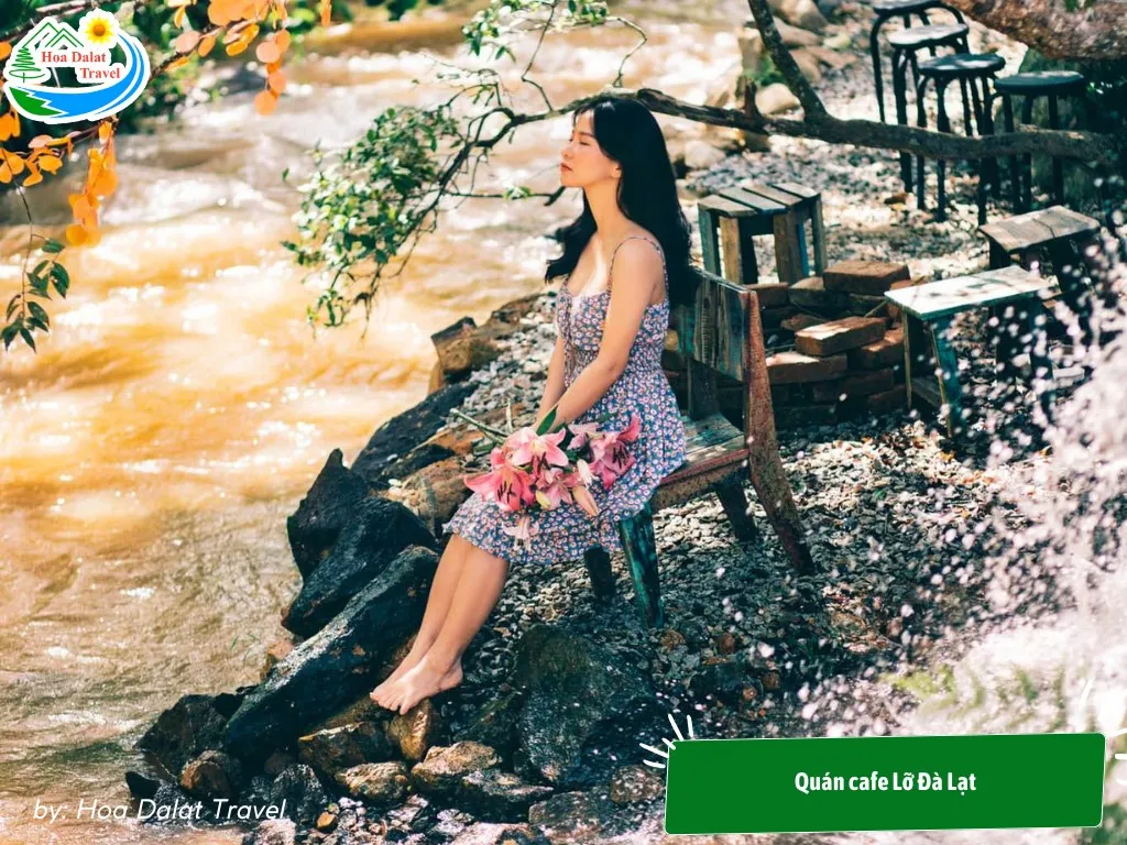 Sitting by the clear and tranquil stream at Lo Coffee shop to relax and get away from the hustle and bustle