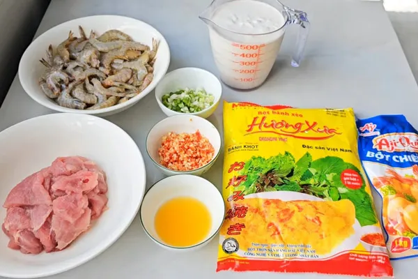 Nguyên liệu tươi ngon cho món bánh xèo miền Trung đậm đà hương vị quê hương