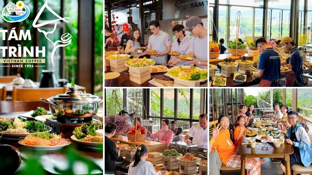 DAWA vegetarian buffet restaurant inside Tam Trinh Coffee offers a variety of delicious vegetarian dishes