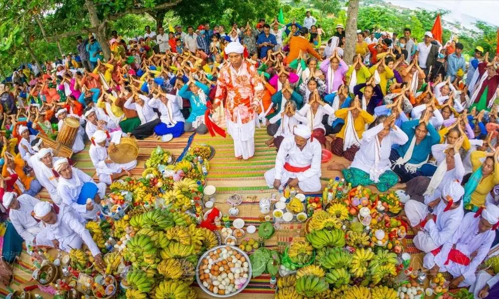Offerings are meticulously prepared to present to deities and ancestors