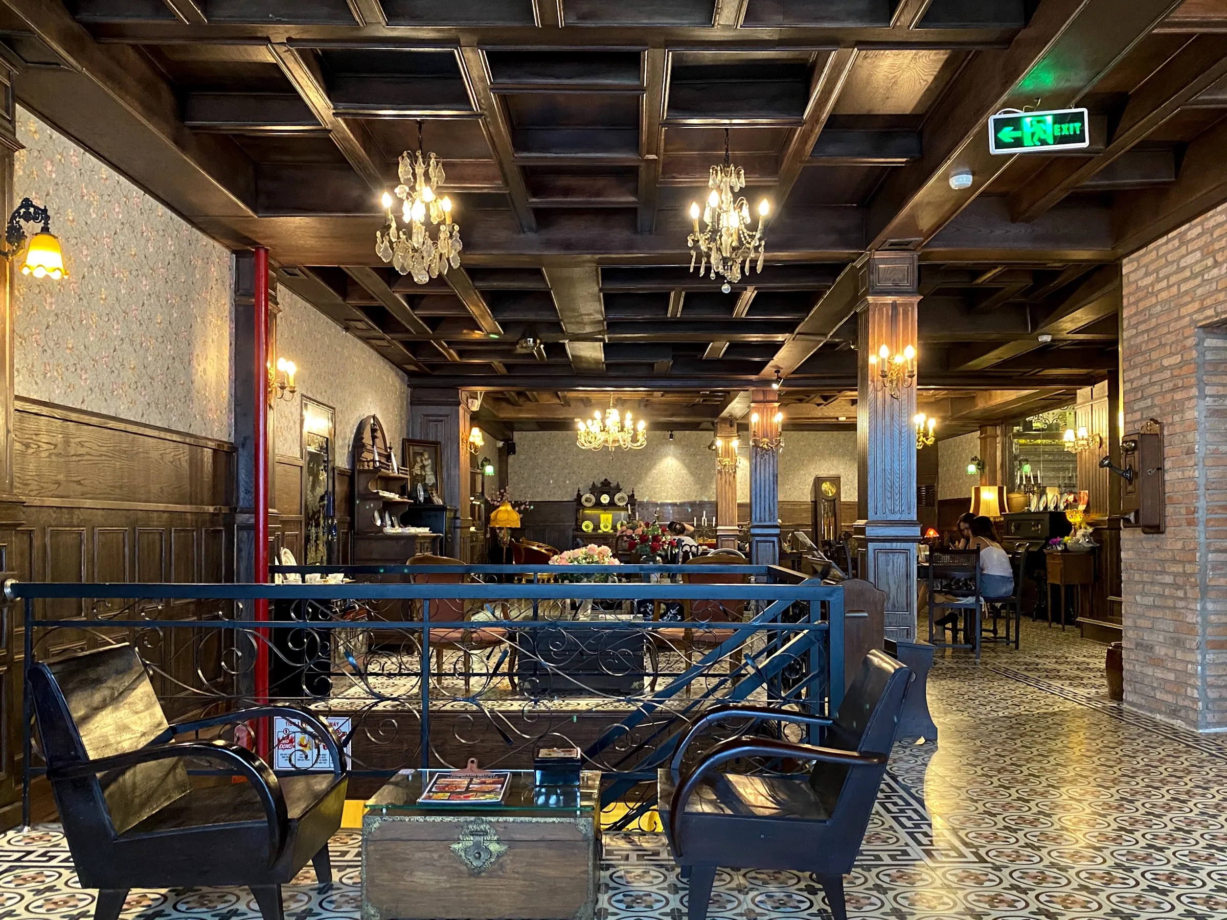 Vintage cafe PAUL with classic royal design and antique decorations
